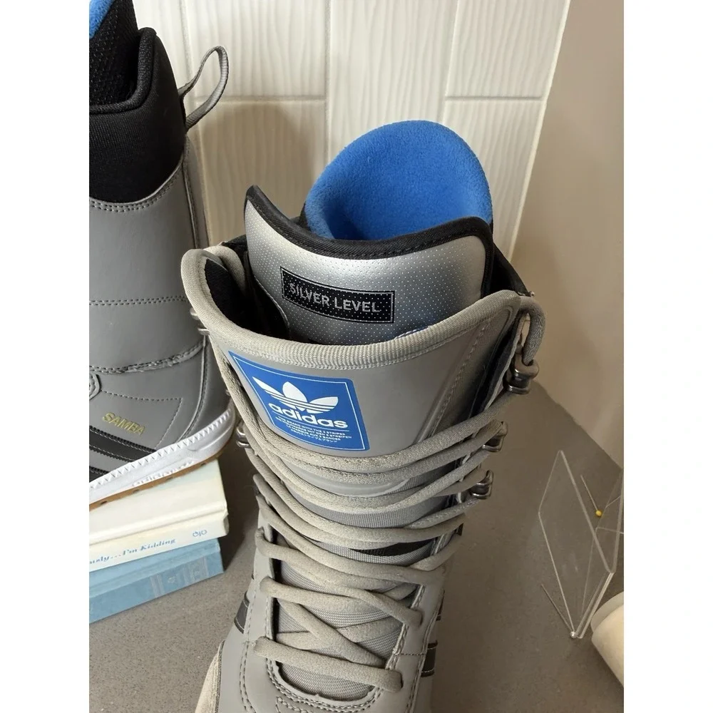 Adidas Samba ADV Snowboard Boots Men US 8 Medium Flex Silver Level Freestyle EUC